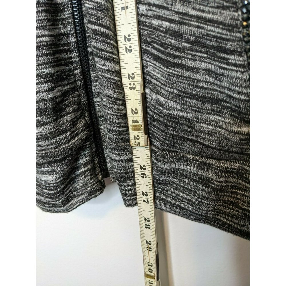 Juicy Couture Velour Velvet Jacket Hoodie Gray Black Large Rhinestone Pockets - Picture 8 of 8